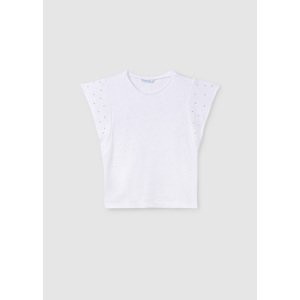 Tričko s krátkým rukávem a cvočky bílé JUNIOR Mayoral velikost: 152 (12 let)