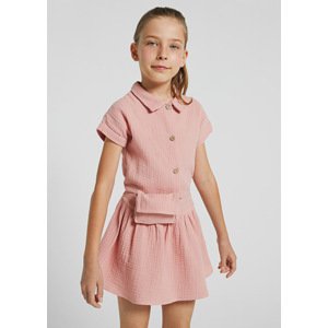 Šaty s krátkým rukávem a ledvinkou mušelin světle růžové JUNIORMayoral velikost: 157 (14 let)