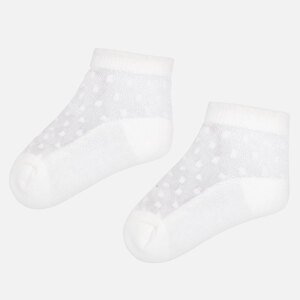 Ponožky s průsvitnou aplikací puntíky bílé NEWBORN Mayoral velikost: 12 měsíců (EU 19)