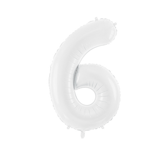 PartyDeco Balónek fóliový číslo 6 bílá 100cm Party Deco