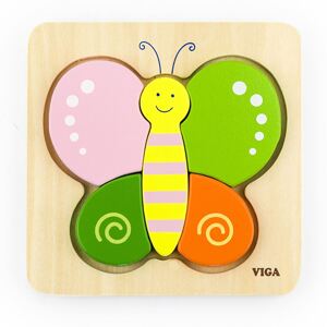 Dřevěné puzzle pro nejmenší Viga Varianta: Motýl - multicolor