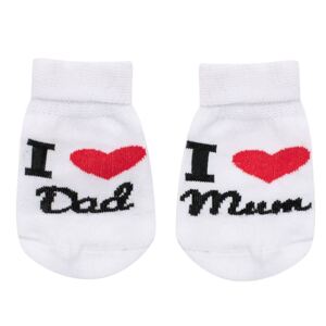 NEW BABY Kojenecké Varianta: bavlněné ponožky New Baby I Love Mum and Dad - bílá/62 (3-6m)