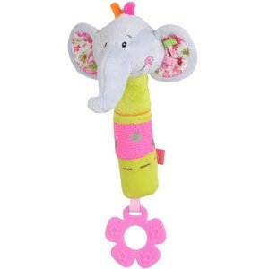 Plyšová pískací hračka s kousátkem Baby Ono sloník - bílá