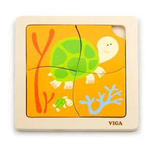 Dřevěné puzzle pro nejmenší Viga Varianta: 4 ks Želvička - multicolor