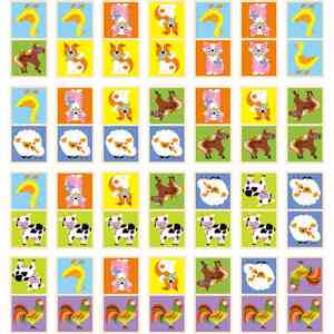 Dřevěné domino pro děti Viga Farma - multicolor