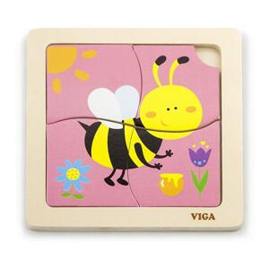 Dřevěné puzzle pro nejmenší Viga Varianta: 4 ks Včelka - multicolor