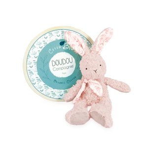Doudou et Compagnie Paris Doudou Dárková sada - Růžový plyšový králík z BIO bavlny 25 cm