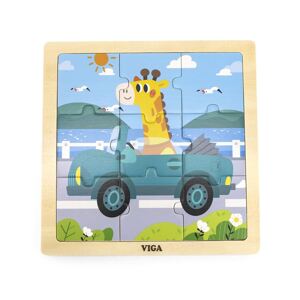 Dřevěné puzzle pro nejmenší Viga Varianta: 9 ks Auto - multicolor