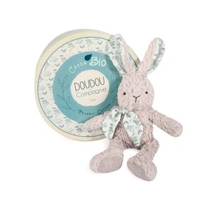 Doudou et Compagnie Paris Doudou Dárková sada - Šedý plyšový králík z BIO bavlny 25 cm