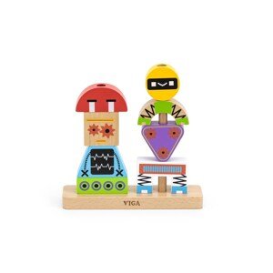 Viga Dřevěné vkládací- multicolor Varianta: Dřevěné kostky Viga Robot - multicolor