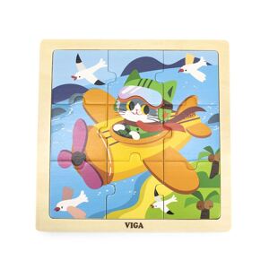 Dřevěné puzzle pro nejmenší Viga Varianta: 9 ks Letadlo - multicolor