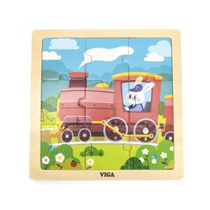 Dřevěné puzzle pro nejmenší Viga Varianta: 9 ks Vlak - multicolor