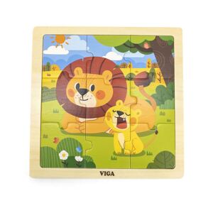 Dřevěné puzzle pro nejmenší Viga Varianta: 9 ks Lev - multicolor