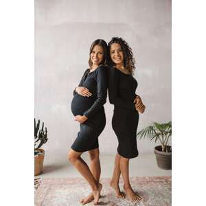 Těhotenské a kojící šaty žebrované Tummy milk & love Varianta: černá/s
