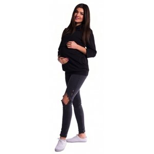 Be MaaMaa Těhotenské a kojící teplákové triko - černé Velikosti těh. moda: XS (32-34)