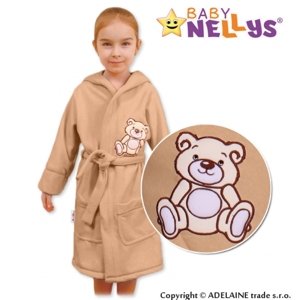 Baby Nellys Dětský župan - Medvídek Teddy Bear - béžový/kávový Velikost koj. oblečení: 86 (12-18m)