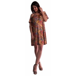 Be MaaMaa Těhotenské šaty s odhalenými rameny - cihlové Velikosti těh. moda: XS (32-34)