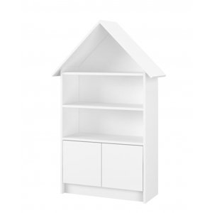 Dřevěná knihovna/skříň na hračky NELLYS Domeček, bílá