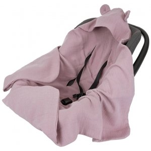 Baby Nellys Zavinovací deka s kapucí, mušelín 80x80 cm, pudrově růžová