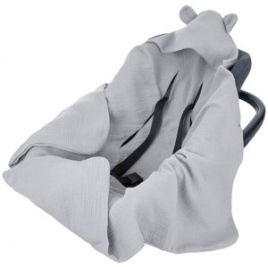 Baby Nellys Zavinovací deka s kapucí, mušelín 80x80 cm, šedá