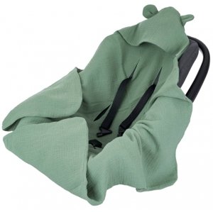 Baby Nellys Zavinovací deka s kapucí, mušelín 80x80 cm, zelená