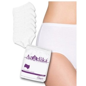Bavlněné kalhotky Angelika s vysokým pasem, 6ks v balení, bílé Velikosti těh. moda: S (36)