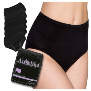 Bavlněné kalhotky Angelika s vysokým pasem, 6ks v balení, černé Velikosti těh. moda: M (38)