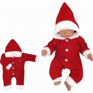 Z&Z Z&Z Dětský pletený overálek s kapucí Baby Santa, červený Velikost koj. oblečení: 56 (1-2m)