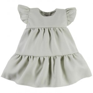 EEVI Dívčí šaty s volánky Nature - khaki Velikost koj. oblečení: 62 (2-3m)
