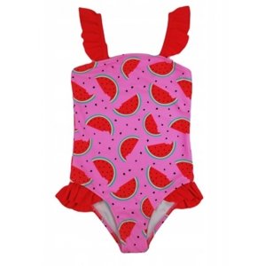 Dívčí jednodílné plavky s volánky - Noviti, Meloun, růžové Velikost koj. oblečení: 92-98 (18-36m)