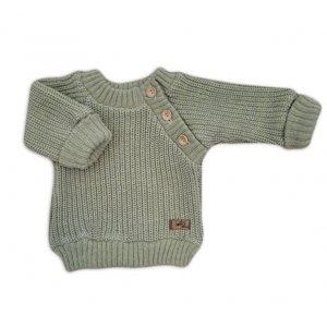 Kazum Pletený svetřík pro miminko s knoflíčky Lovely, prodloužené náplety, khaki, 56/62 Velikost koj. oblečení: 80-86 (12-18m)
