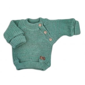 Kazum Pletený svetřík pro miminko s knoflíčky Lovely, prodloužené náplety, mátový, 56/62 Velikost koj. oblečení: 68-74 (6-9m)