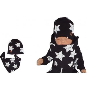 Z&Z Z&Z Bavlněná čepička + šátek, Hvězdy, černá Velikost koj. oblečení: 74 (6-9m)