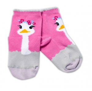 Baby Nellys Bavlněné ponožky Pštros - tmavě růžové Velikost koj. oblečení: 92-98 (18-36m)