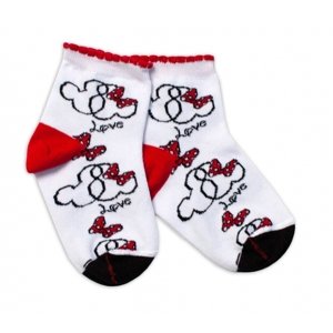 Baby Nellys Bavlněné ponožky Minnie Love - bílé Velikost koj. oblečení: 92-98 (18-36m)