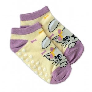 NVT Dětské ponožky s ABS Kočka - žluté Velikost koj. oblečení: 23-26