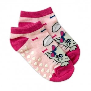 NVT Dětské ponožky s ABS Kočka - sv. růžové Velikost koj. oblečení: 19-22