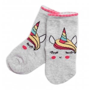 BN Dětské bavlněné ponožky Jednorožec - šedé Velikost koj. oblečení: 15-18