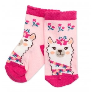 BN Dětské bavlněné ponožky Lama - růžové Velikost koj. oblečení: 15-18