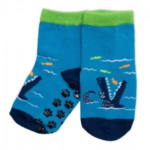 BN Dětské ponožky s ABS Krokodýl - modré Velikost koj. oblečení: 19-22
