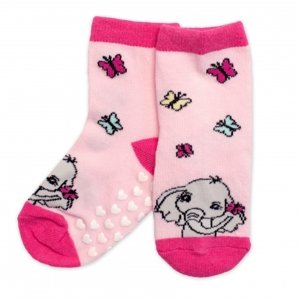 BN Dětské ponožky s ABS Slůně - růžové Velikost koj. oblečení: 19-22