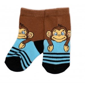 BN Dětské bavlněné ponožky Monkey - hnědé/modré Velikost koj. oblečení: 15-18