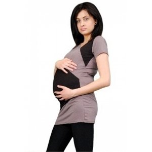 Be MaaMaa Těhotenská tunika s asymetrickým výstřihem - béžová Velikosti těh. moda: UNI