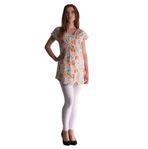 Be MaaMaa Těhotenská asymetrická tunika s barevnými květy - lososová Velikosti těh. moda: L/XL