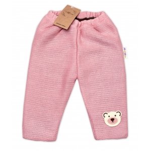 Oteplené pletené kalhoty Teddy Bear, Baby Nellys, dvouvrstvé, růžové Velikost koj. oblečení: 68-74 (6-9m)