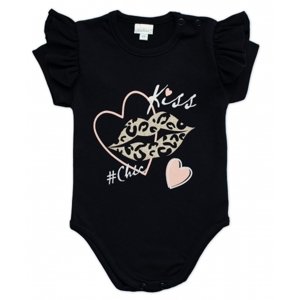 G-baby Kojenecké body s volánkem Kiss - černé Velikost koj. oblečení: 74 (6-9m)