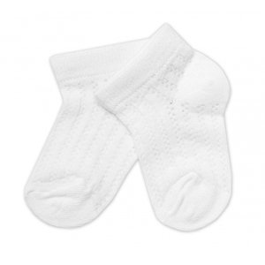 Baby Nellys Kojenecké žakarové ponožky se vzorem, bílé Velikost koj. oblečení: 56-68 (0-6 m)