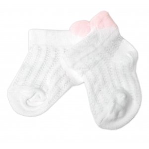 Baby Nellys Kojenecké žakarové ponožky se vzorem, Srdíčko, bílé Velikost koj. oblečení: 56-68 (0-6 m)