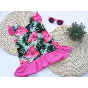 G-baby Letní šaty s volánky Meloun - růžové Velikost koj. oblečení: 80 (9-12m)