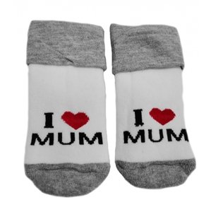 Kojenecké froté bavlněné ponožky I Love Mum, bílo/šedé 80/86 Velikost koj. oblečení: 80-86 (12-18m)